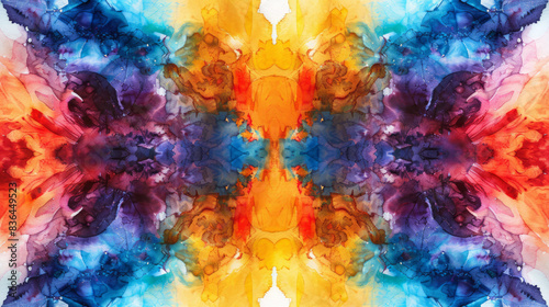 Wallpaper Mural  Vibrant Abstract Watercolor Painting with Symmetrical Multicolor Patterns and Dynamic Hues in Digital Art for Contemporary Design Concepts.  Torontodigital.ca