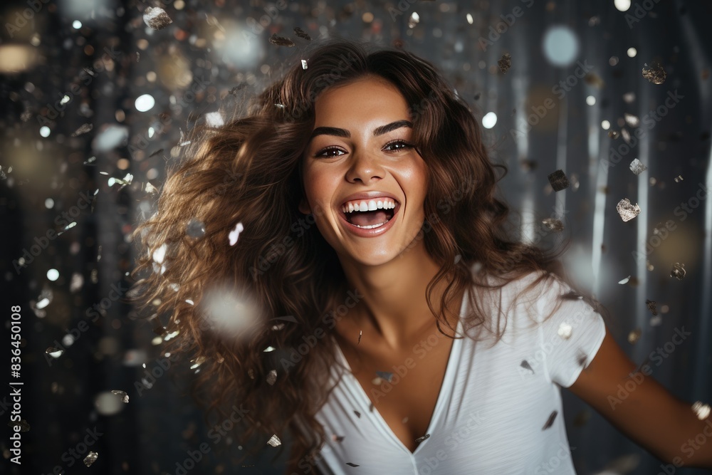Young happy cheerful young woman enjoyong the party. Clubbing, dancing, new year celebration idea Young happy cheerful young woman enjoyong the party. Clubbing, dancing, new year celebration idea