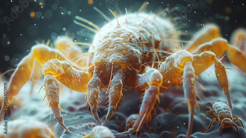 Macro Dust mite in its environment