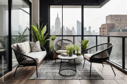 Modern Balcony with Elegant Seating and City View