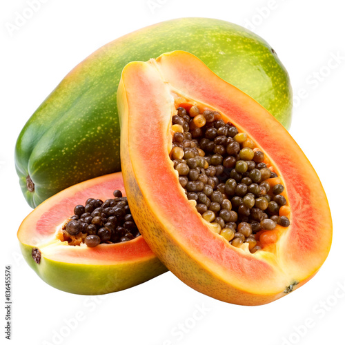 Papayas isolated on transparent background - Generative AI
