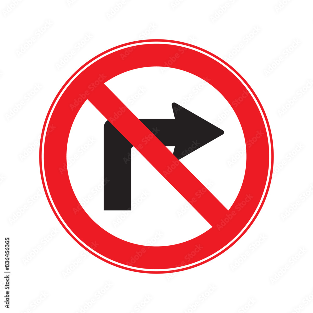 Vector No Turn Right Sign Vector No Turn Right Sign