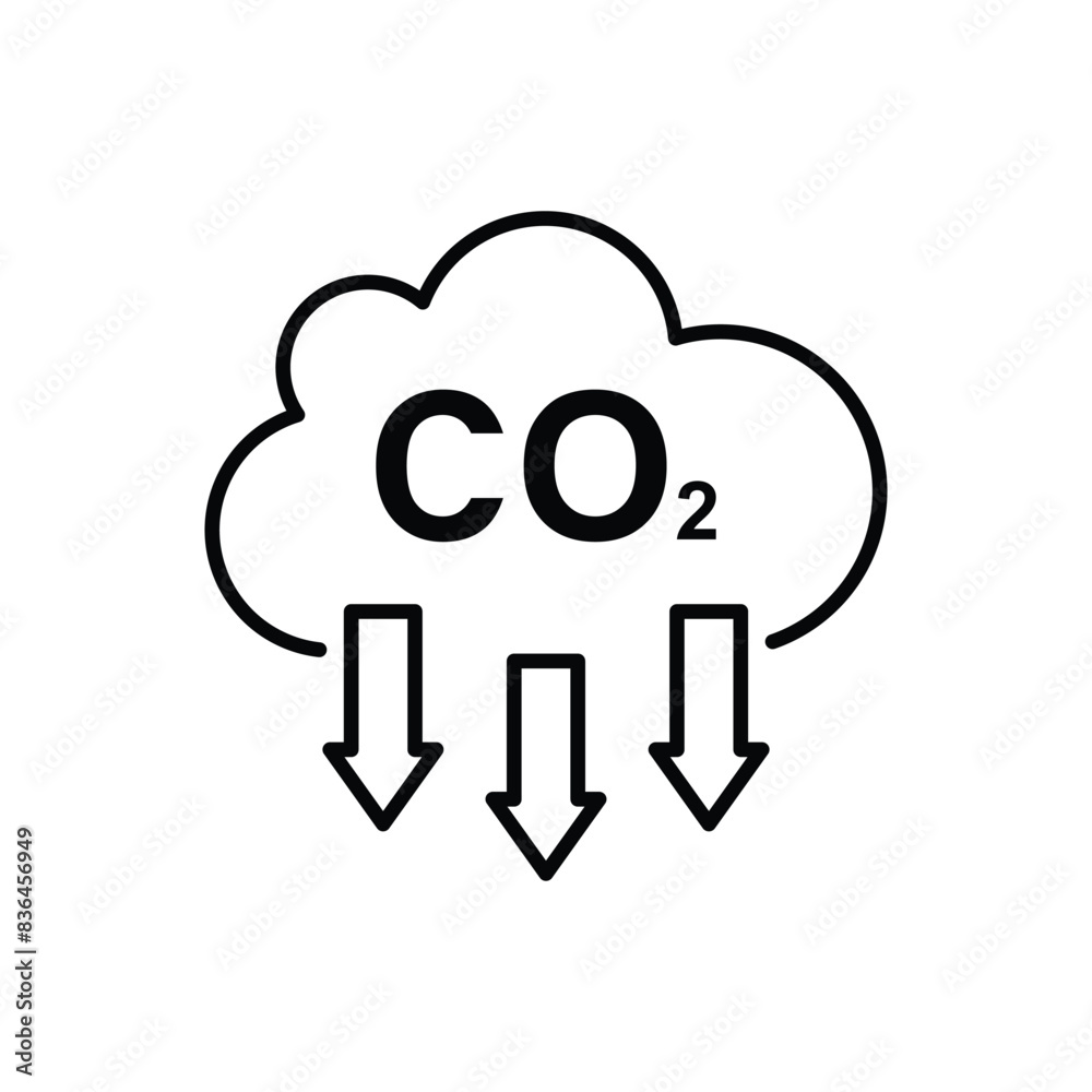 co2 icon emission vector design outline style co2 icon emission vector design outline style