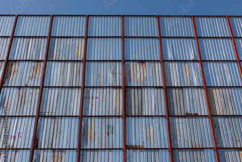 Wallpaper Mural Metal white sheet for industrial building and construction. Roof sheet metal or corrugated roofs of factory building or warehouse. Torontodigital.ca