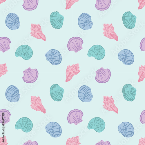 seamless coastal seashell beach repeat pattern vector file shell pattern, summer design