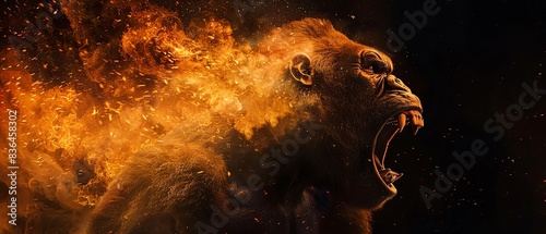 A colossal King Kong formed from molten fire