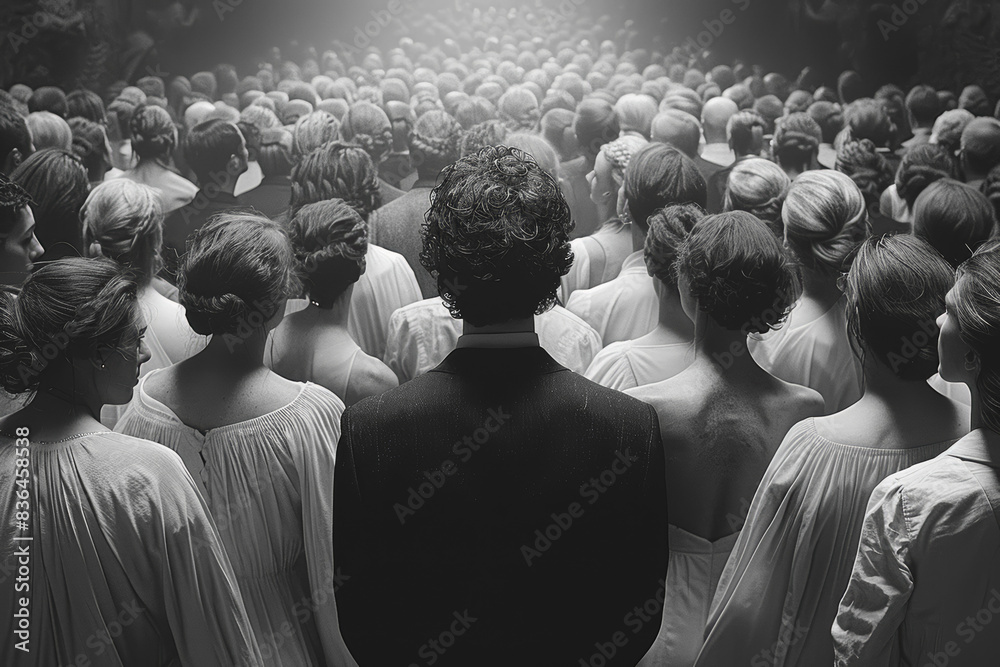 Obraz premium A symphony of voices echoing through the halls of debate, each expressing a distinct perspective on matters of importance. Concept of vocal diversity. Generative Ai.