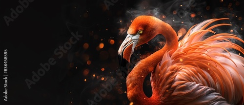 A flamingo with fiery pink feathers photo