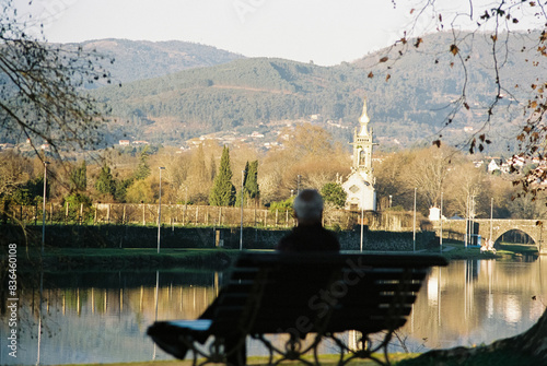 Analog Photo of a Man Gazing at the Capela do Anjo da Guarda in Ponte de Lima