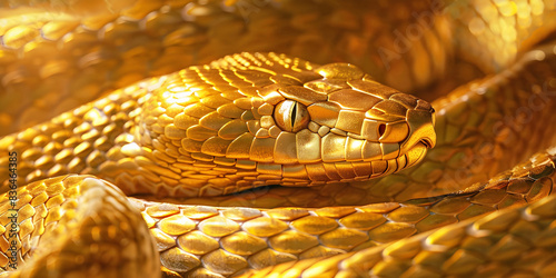 golden snake close up, ai generated.