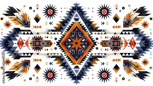 Native American style pattern, vector, white background 