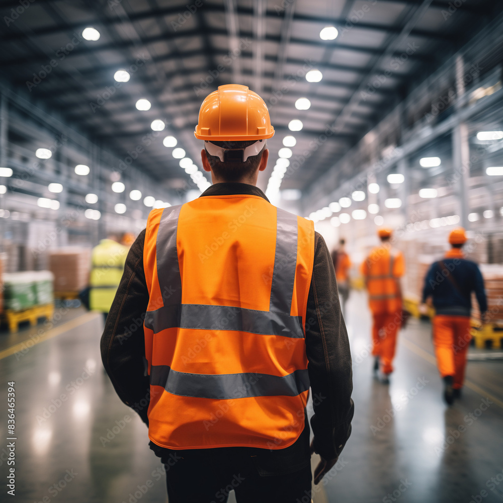 Worker in Safety Gear at Warehouse Facility Worker in Safety Gear at Warehouse Facility