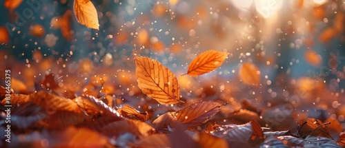A gentle breeze rustling through autumn leaves photo