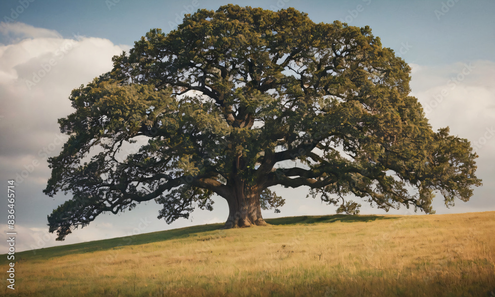 old oak tree on top of hill old oak tree on top of hill