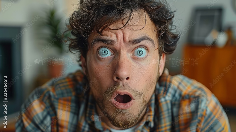A man with a surprised expression on his face, eyes wide open and mouth slightly agape, capturing a moment of unexpected astonishment. A man with a surprised expression on his face, eyes wide open and mouth slightly agape, capturing a moment of unexpected astonishment.