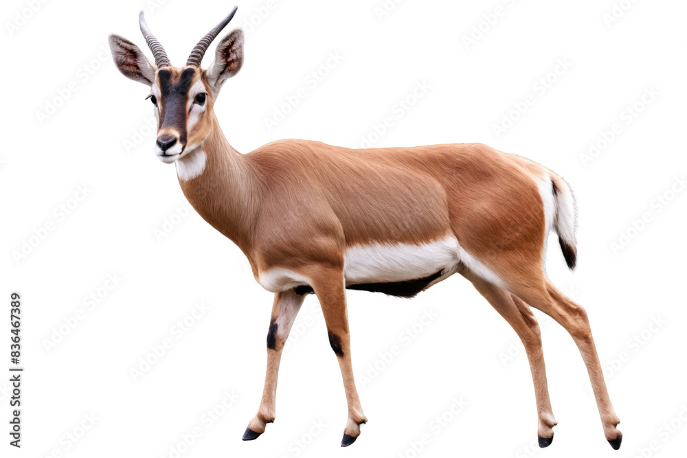 A full-body image of an antelope with great detail, set against a transparent, white background for a clean png file A full-body image of an antelope with great detail, set against a transparent, white background for a clean png file