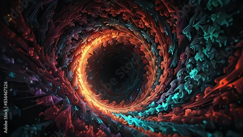3d render glowing fractal trippy psychedelic motion illusion tunnel