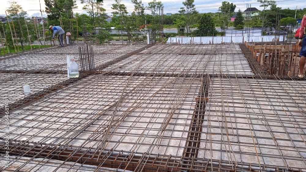 Fototapeta premium Floor slabs are under construction at a construction site