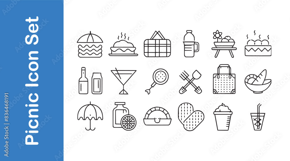 Picnic icon set with vector collections Picnic icon set with vector collections