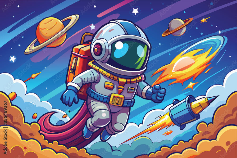 Lively Space Expedition: Cute Astronauts and Vibrant Planets Lively Space Expedition: Cute Astronauts and Vibrant Planets