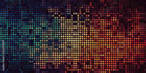 a picture of a sunset with a lot of small squares on the side of the picture and the sun in the distance with a black background. vector eps 10