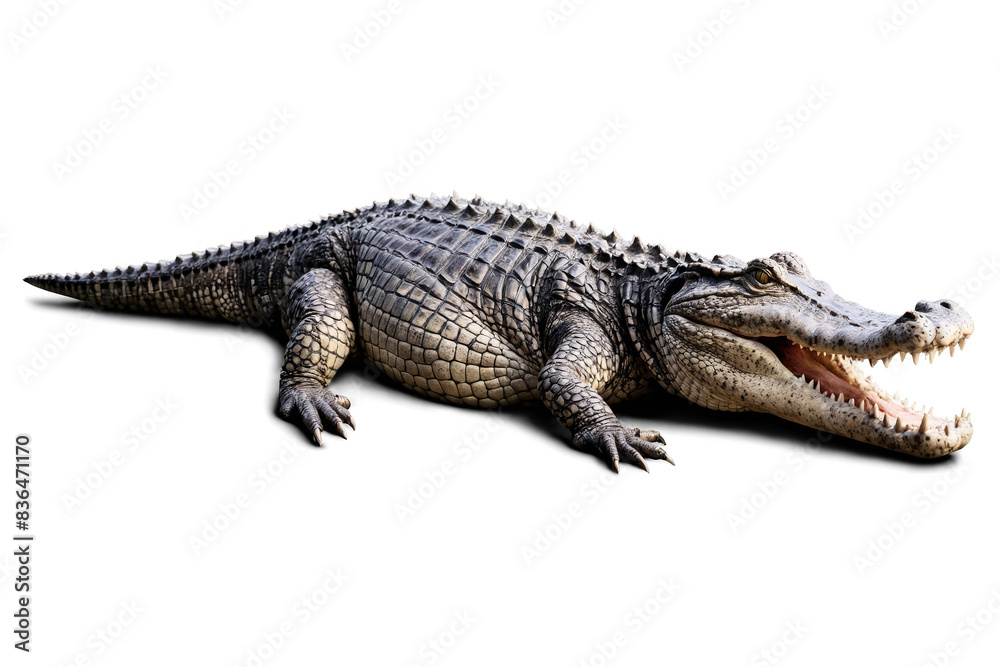 Detailed alligator isolated on a white background, suitable for educational and commercial use, png, transparent Detailed alligator isolated on a white background, suitable for educational and commercial use, png, transparent