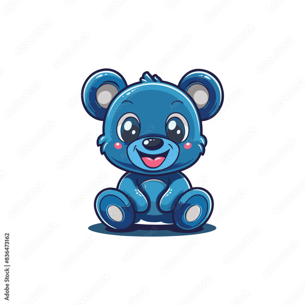 big smile blue bear vector design mascot toy big smile blue bear vector design mascot toy
