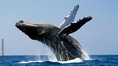  a humpback whale leaping out of the water