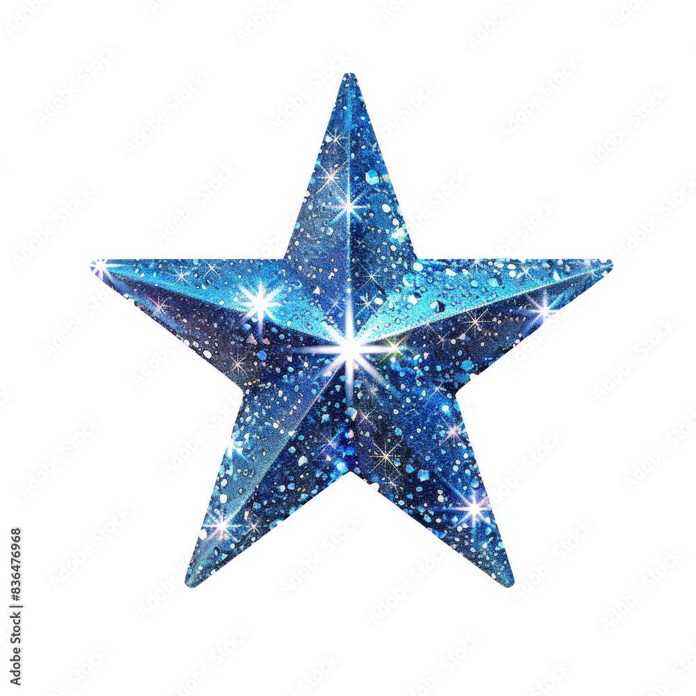 Obraz premium A sparkling blue star with a glittering, celestial design. Perfect for festive or celebratory projects.