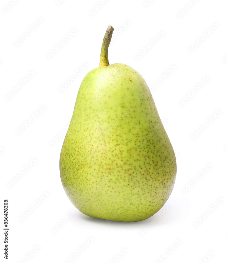 One tasty ripe pear on white background One tasty ripe pear on white background