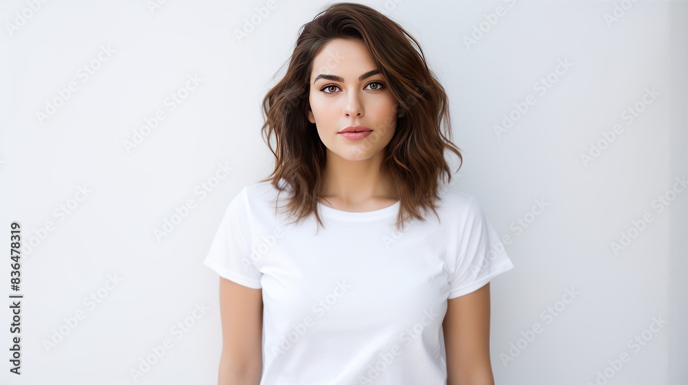 young woman with a relaxed expression, wearing a T-shirt and jeans, young woman with a relaxed expression, wearing a T-shirt and jeans,
