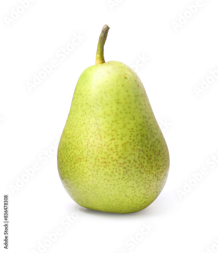 One tasty ripe pear on white background