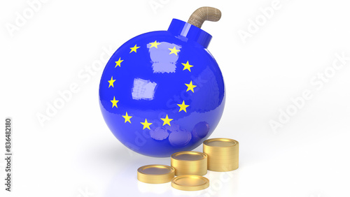 Photography The euro flag symbol on Bomb for Business concept 3d rendering.