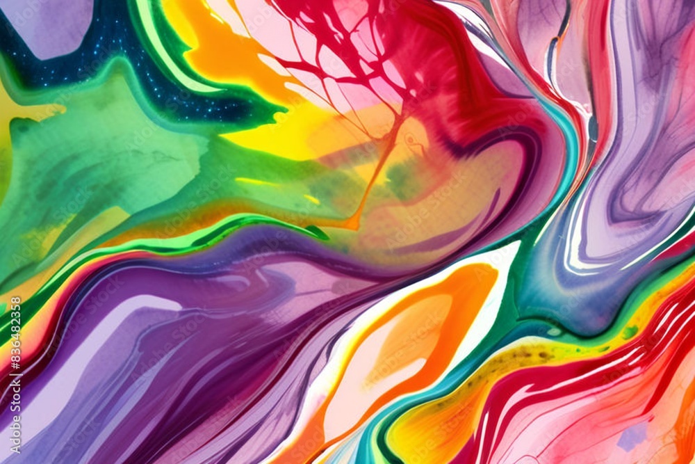 Closeup of abstract watercolor paint background texture with liquid fluid marbled paper texture banner texture. Generative AI (생성형 AI) Closeup of abstract watercolor paint background texture with liquid fluid marbled paper texture banner texture. Generative AI (생성형 AI)