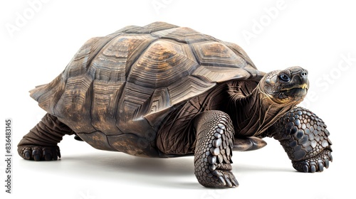 Aldabra Giant Tortoise on white background