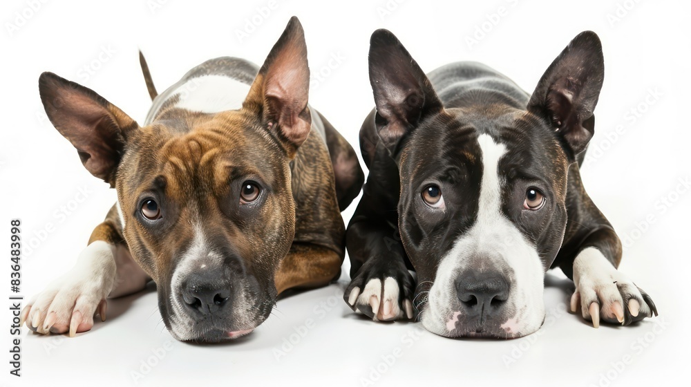 Bull and Terrier clearly photo on white background , Bull and Terrier clearly photo on white background ,