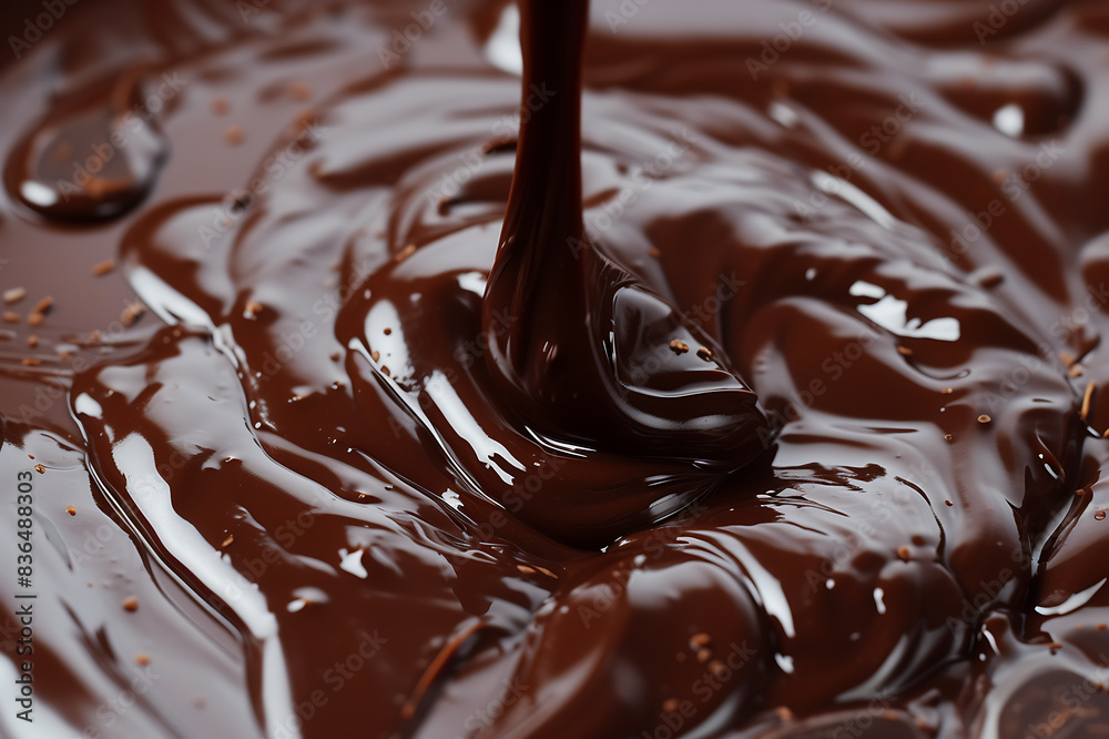 closeup of chocolate syrup pouring in a bowl, closeup of chocolate syrup pouring in a bowl,