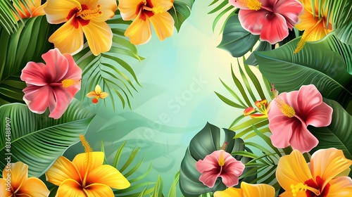 vector realistic frame template for summertime season