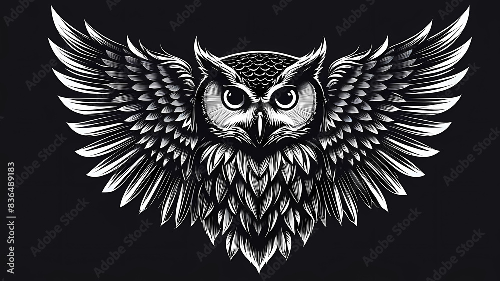 Fototapeta premium vector image of owl head symbol, Generative AI