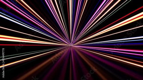 Colorful abstract light streaks effect animation background.

Music festival and nightclub stage visual. (4K UHD seamless looping, computer digitally generated animation.)