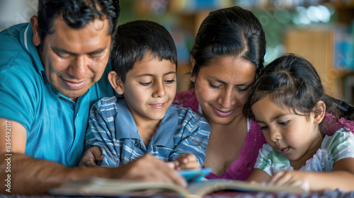 hispanic parents reading stories to their children  emphasizing the importance of bonding and education.