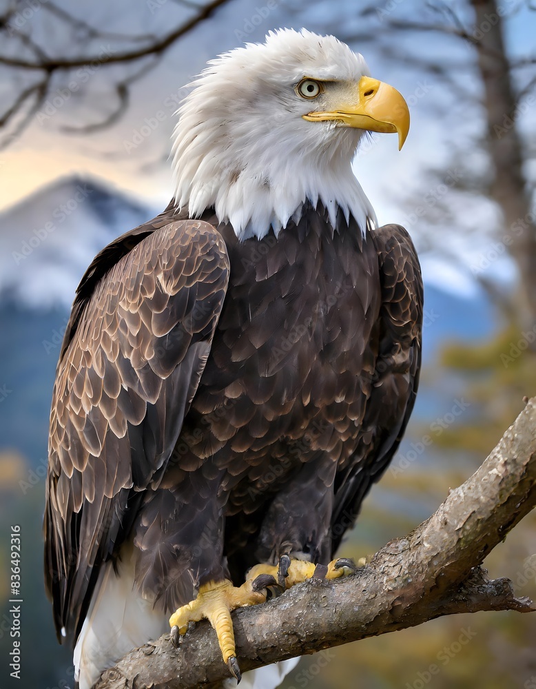 Obraz premium a bald eagle with a yellow beak