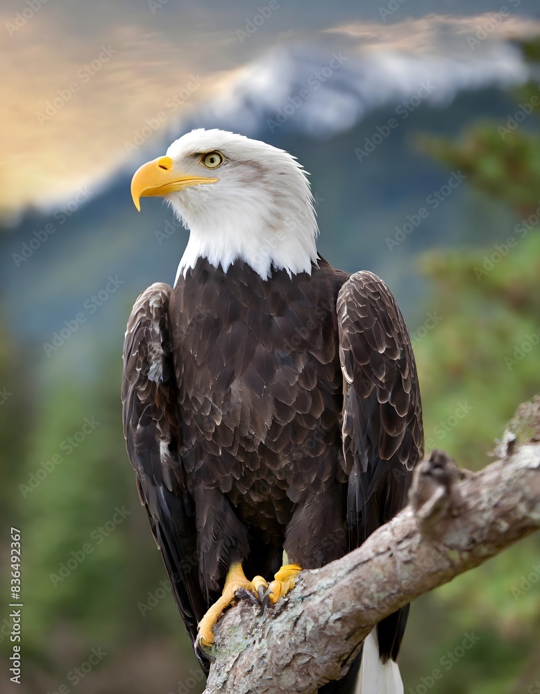 Fototapeta premium a bald eagle with a yellow beak