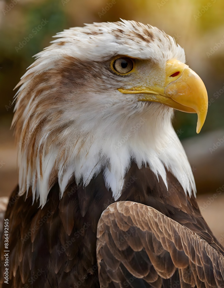 Fototapeta premium a bald eagle with a yellow beak