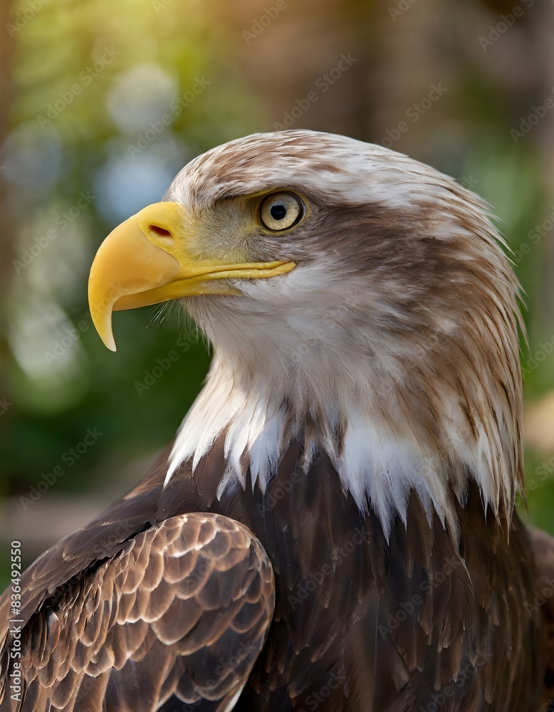 a bald eagle with a yellow beak