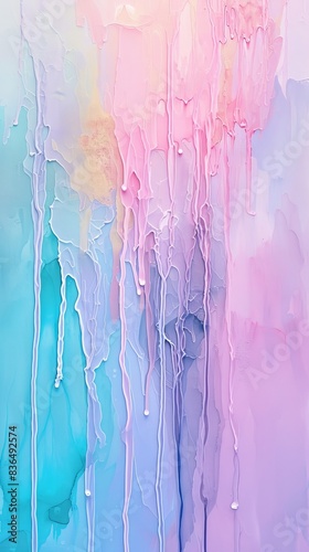 Abstract pastel fluid painting with drips, contemporary art concept