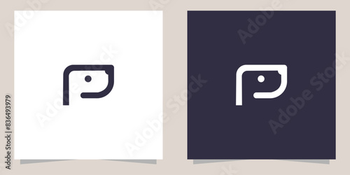 letter p with pet shop logo design