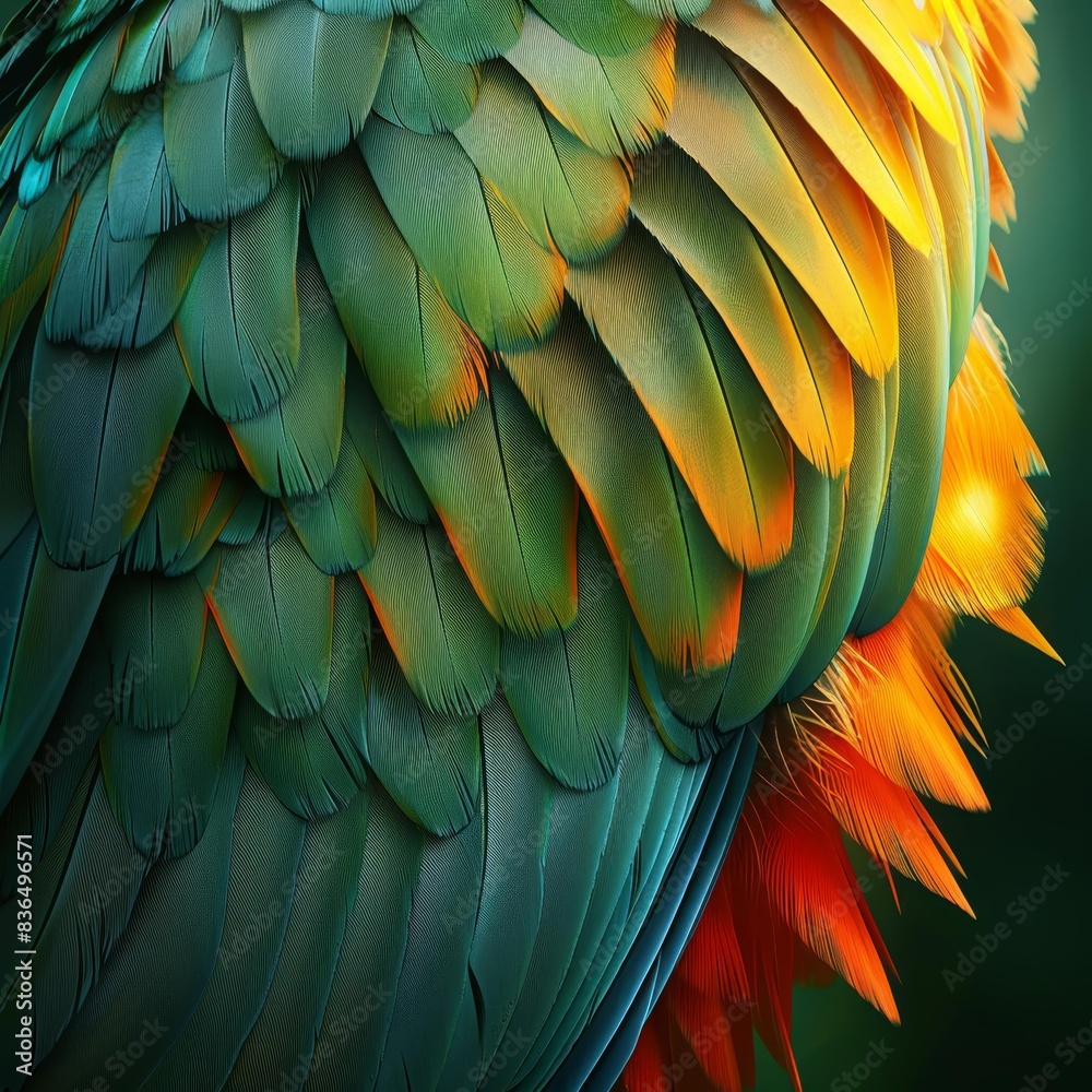 Obraz premium Dive into the world of feather textures with vibrant bird plumage in this highquality background featuring realistic animal designs and intricate details.