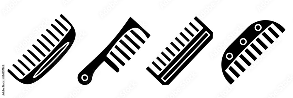 Comb icon illustration. Black and white comb icon set. Stock vector collection. Comb icon illustration. Black and white comb icon set. Stock vector collection.
