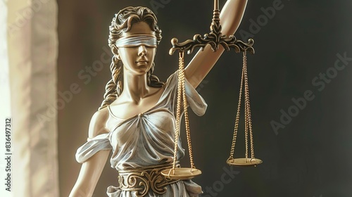 Lady Justice statue symbolizing legal justice with scales. photo